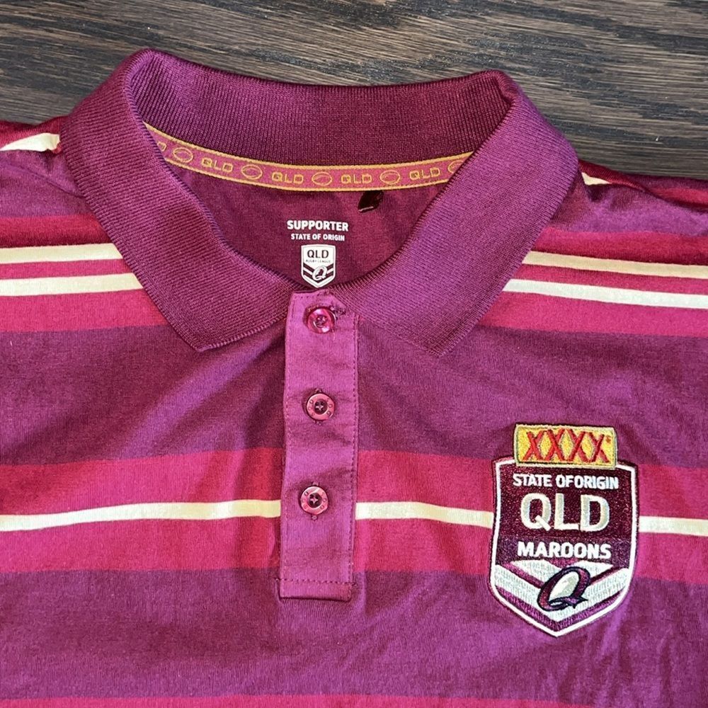 State of Origin QLD Queensland Australia Maroons Team NRL Golf polo shirt L